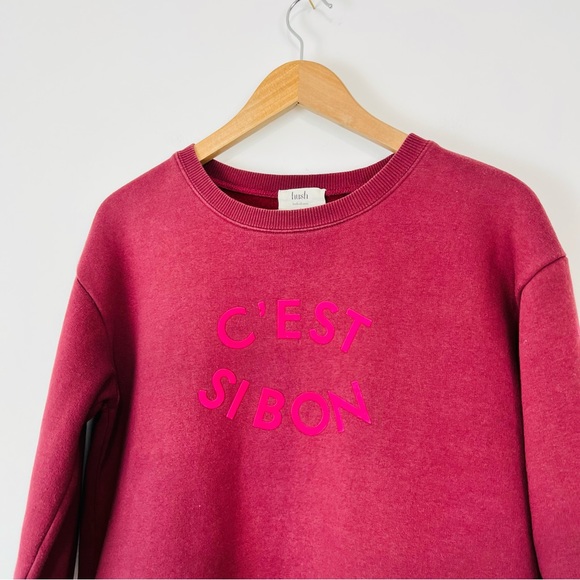 Hush Berry Burgundy Red C’est Sibon Slogan Causal Fit Sweatshirt Jumper UK S - Picture 4 of 11